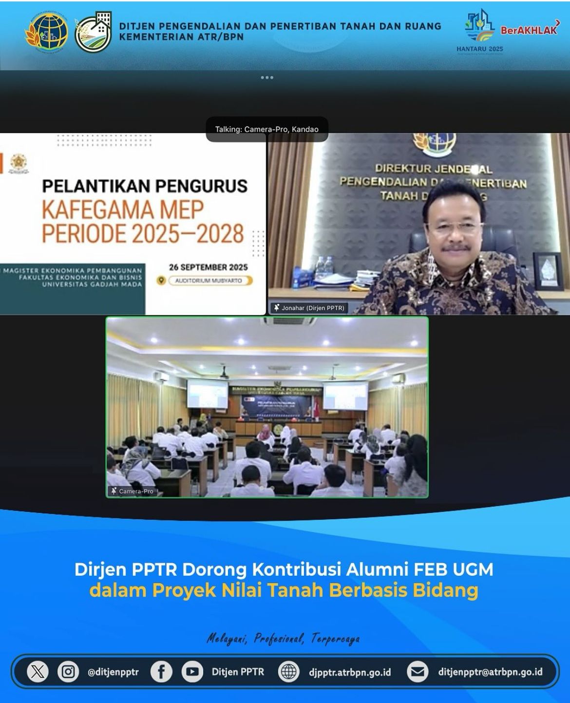 Dirjen PPTR Dorong Kontribusi Alumni FEB UGM dalam Proyek Nilai Tanah Berbasis Bidang