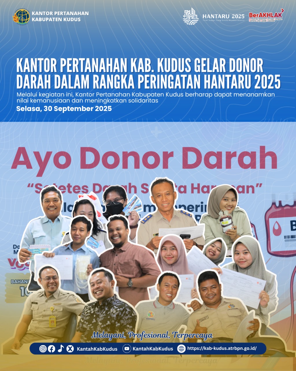 Kantor Pertanahan Kabupaten Kudus Gelar Donor Darah dalam Rangka Peringatan HANTARU 2025