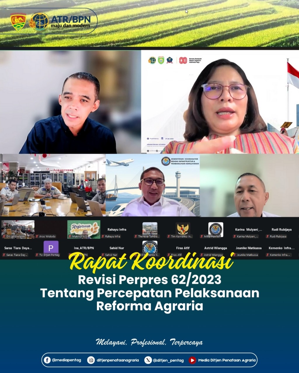 Plt. Direktur Jenderal Penataan Agraria, Embun Sari menghadiri Rapat Koordinasi Revisi Peraturan Presiden (Perpres) No. 62 Tahun 2023 tentang Reforma Agraria