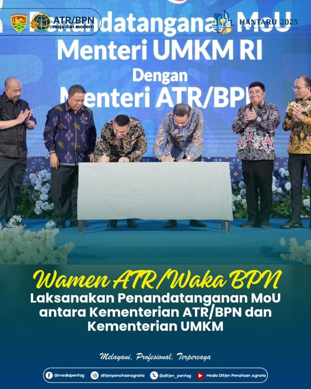 Wamen ATR/Waka BPN Laksanakan Penandatanganan Nota Kesepahaman antara Kementerian ATR/BPN dan Kementerian UMKM