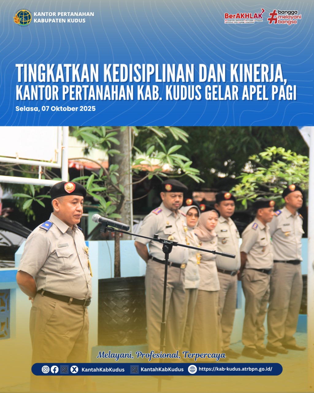 Tingkatkan Kedisiplinan dan Kinerja, Kantor Pertanahan Kudus Gelar Apel Pagi