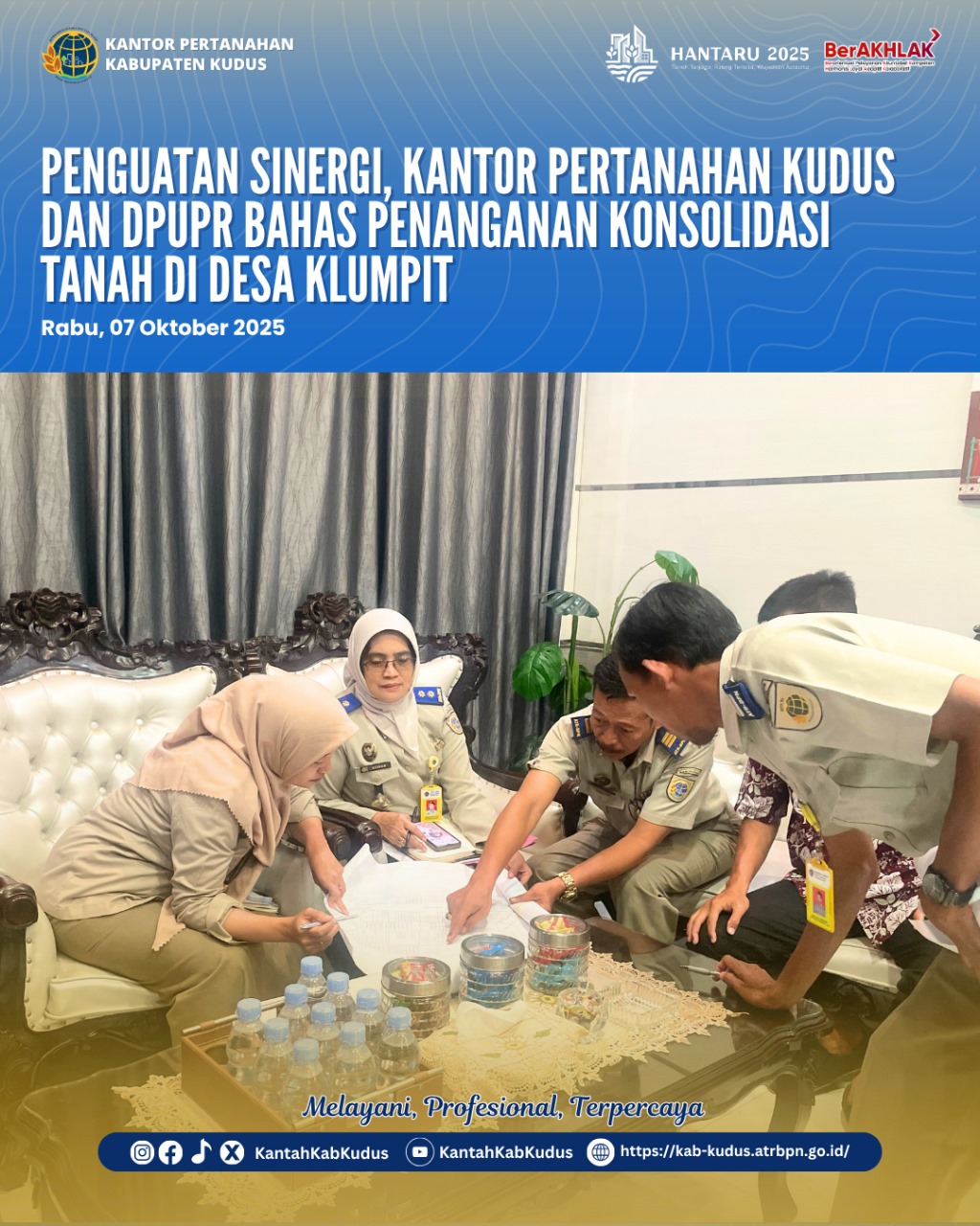 Penguatan Sinergi, Kantor Pertanahan Kudus dan DPUPR Bahas Penanganan Konsolidasi Tanah di Desa Klumpit