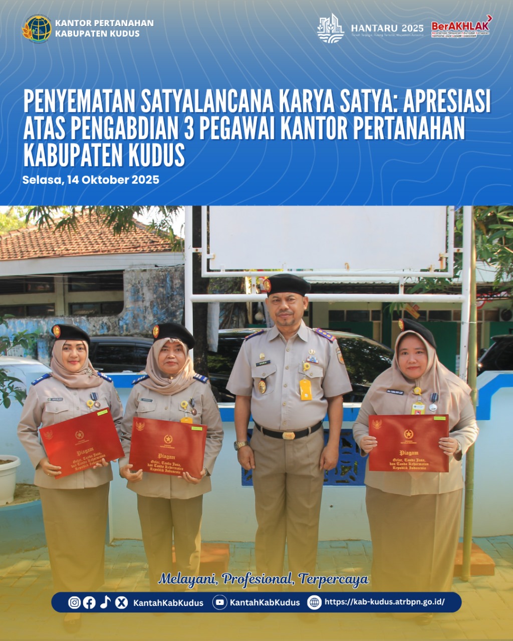 Penghargaan Satyalancana Kementerian ATR/BPN: Apresiasi atas Pengabdian Pegawai Kantor Pertanahan Kabupaten Kudus