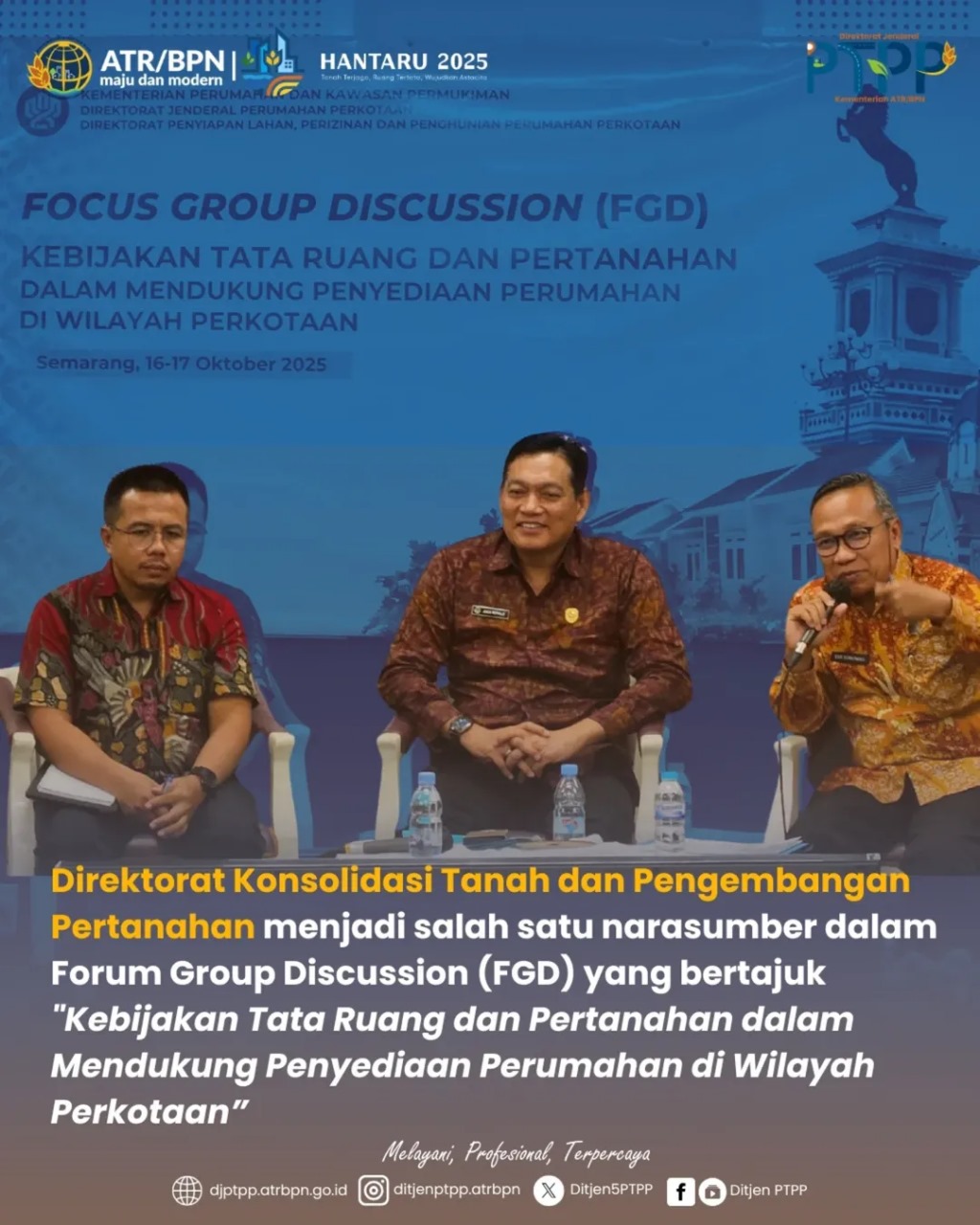 Direktorat Direktorat Konsolidasi Tanah dan Pengembangan Pertanahan menjadi salah satu narasumber dalam Forum Group Discussion (FGD) yang bertajuk “Kebijakan Tata Ruang dan Pertanahan dalam Mendukung Penyediaan Perumahan di Wilayah Perkotaan”