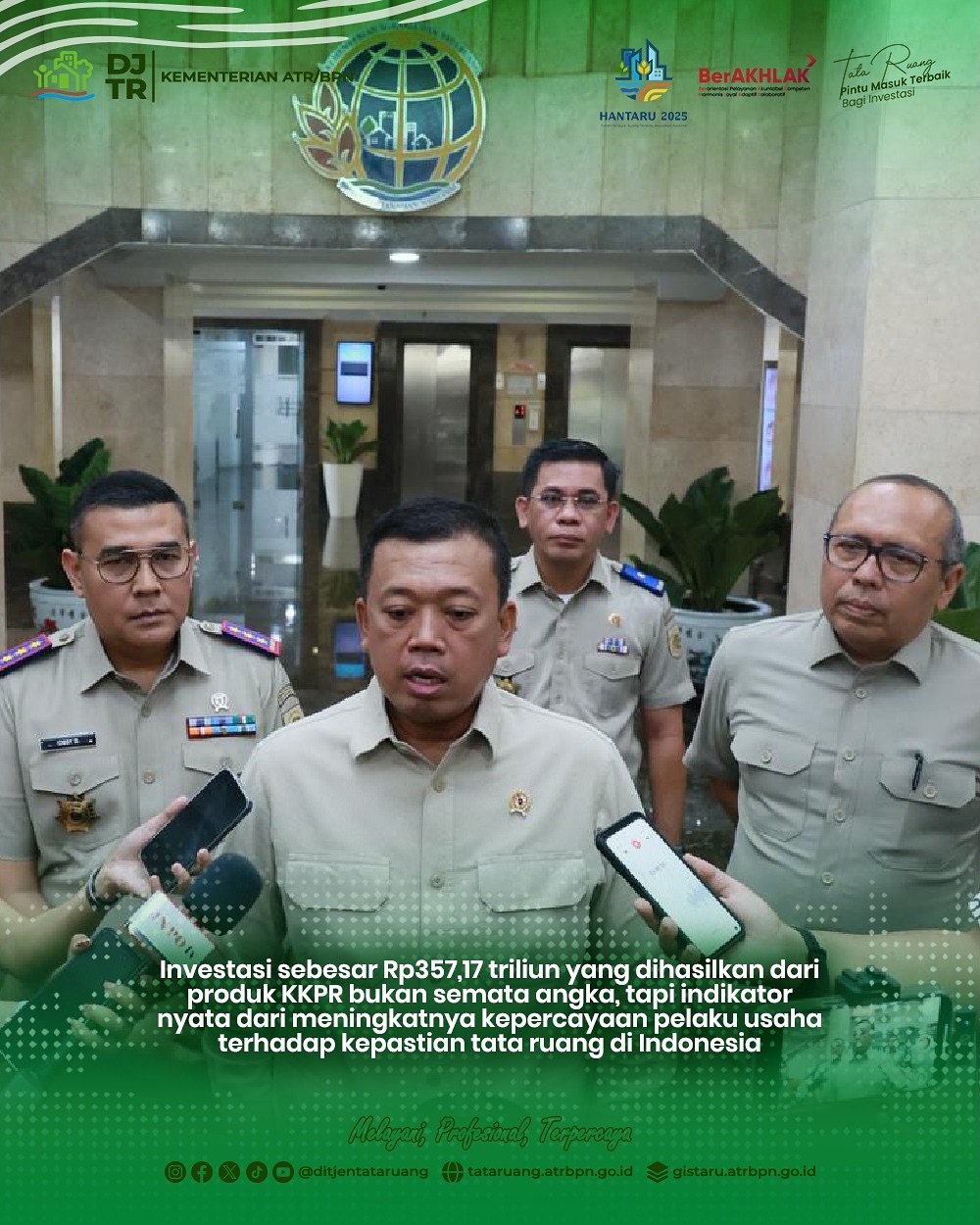 Prabowo Gibran Nilai Investasi Produk Persetujuan KKPR Menteri Nusron Capai Rp. 357,27 Triliun