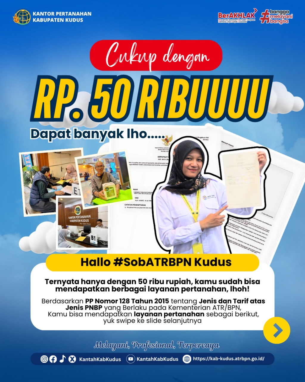 Cukup dengan Uang 50.000 sudah bisa Mendapatkan Layanan Pertanahan