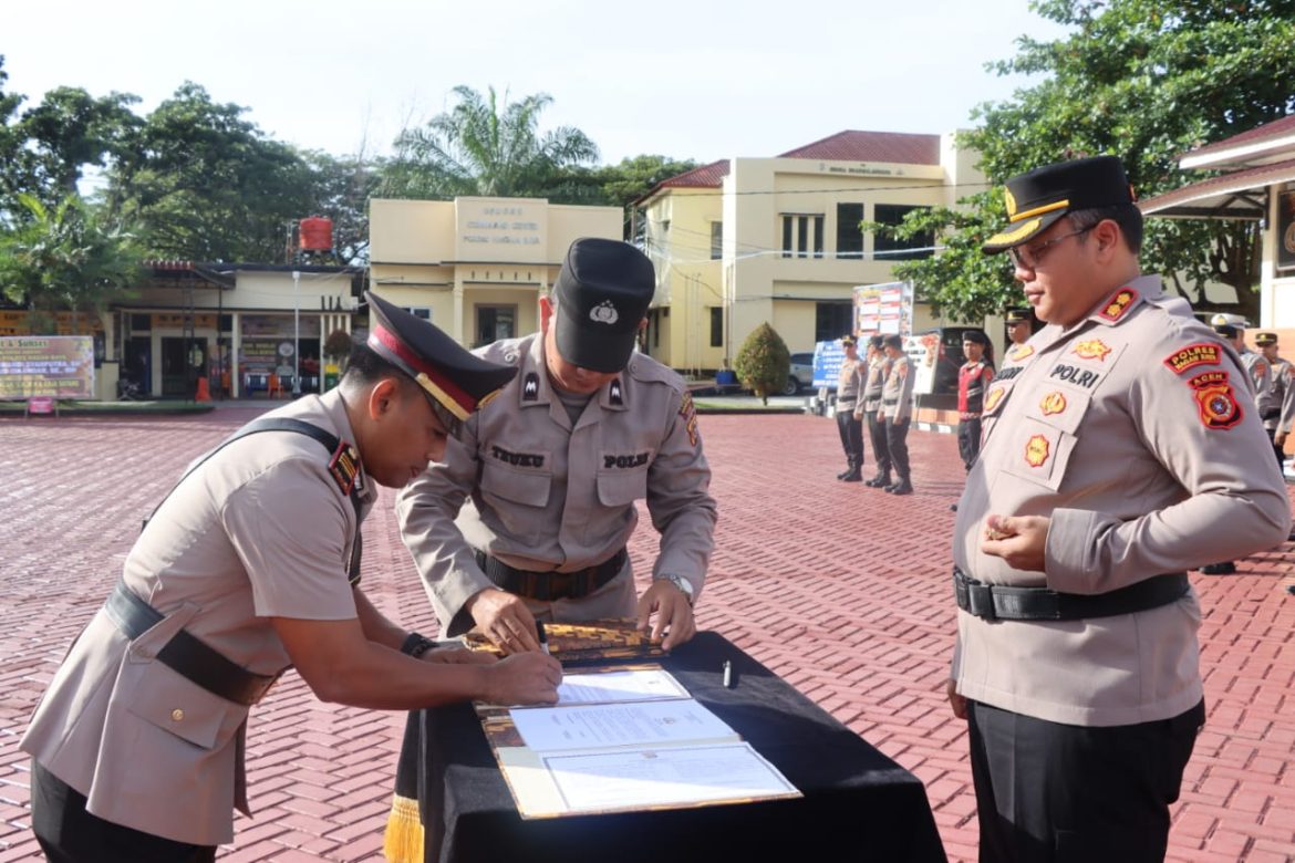 Kapolres Nagan Raya  Pimpi  Sertijab Kasat Intelkam, Kasat Reskrim, Dan Kapolsek Beutong.