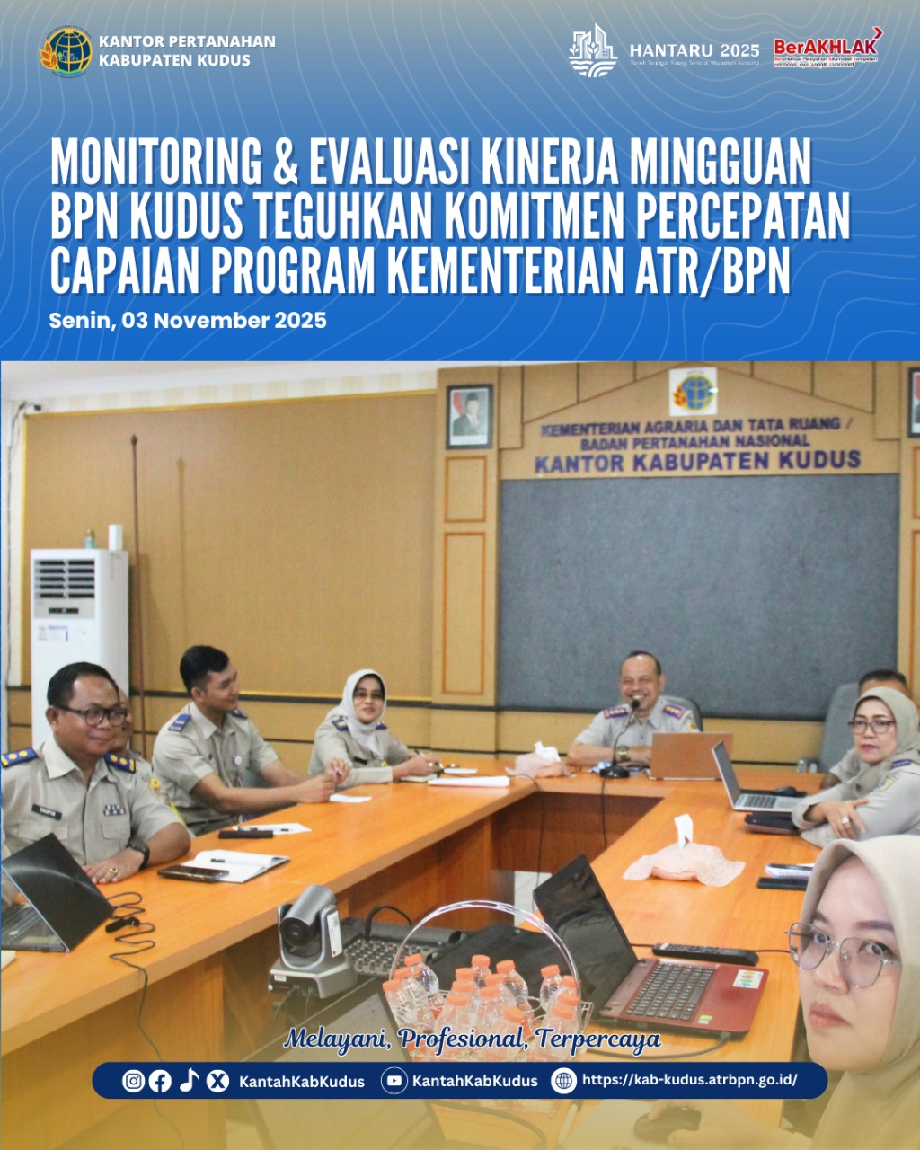 Monitoring dan Evaluasi Capaian Program Kantor Pertanahan Kabupaten Kudus, Senin 03 November 2025