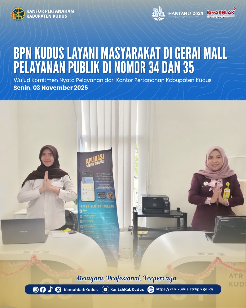 BPN Kudus Layani Masyarakat di Gerai Mall Pelayanan Publik di Lantai 2 Nomor 34 dan 35