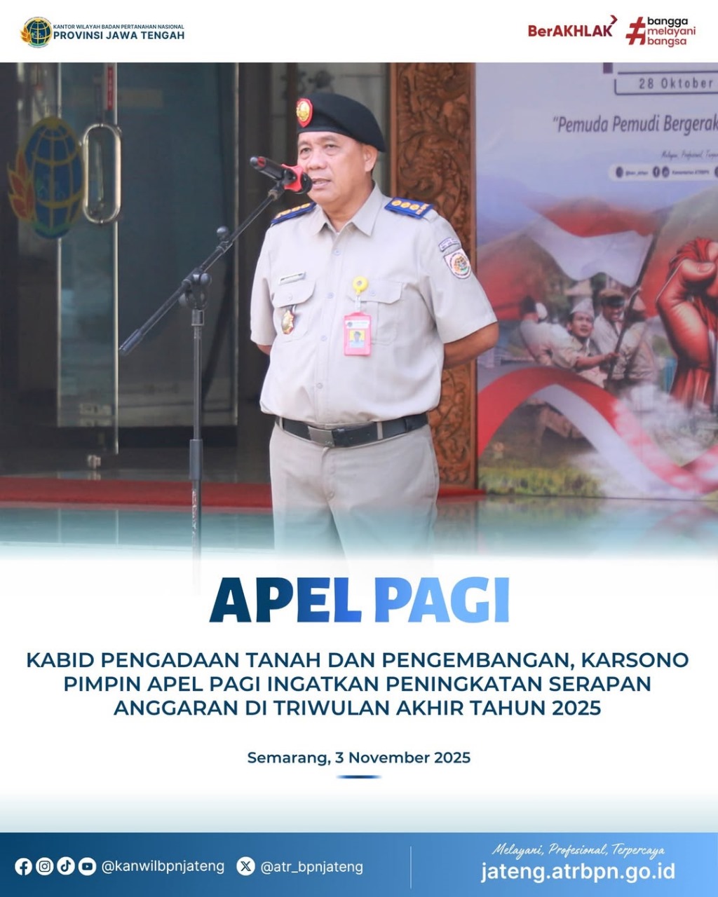 Apel Pagi Kabid Pengadaan Tanah dan Pengembangan, Karsono Pimpin Apel Pagi Ingatkan Peningkatan Serapan Anggaran di Triwulan Akhir Tahun 2025