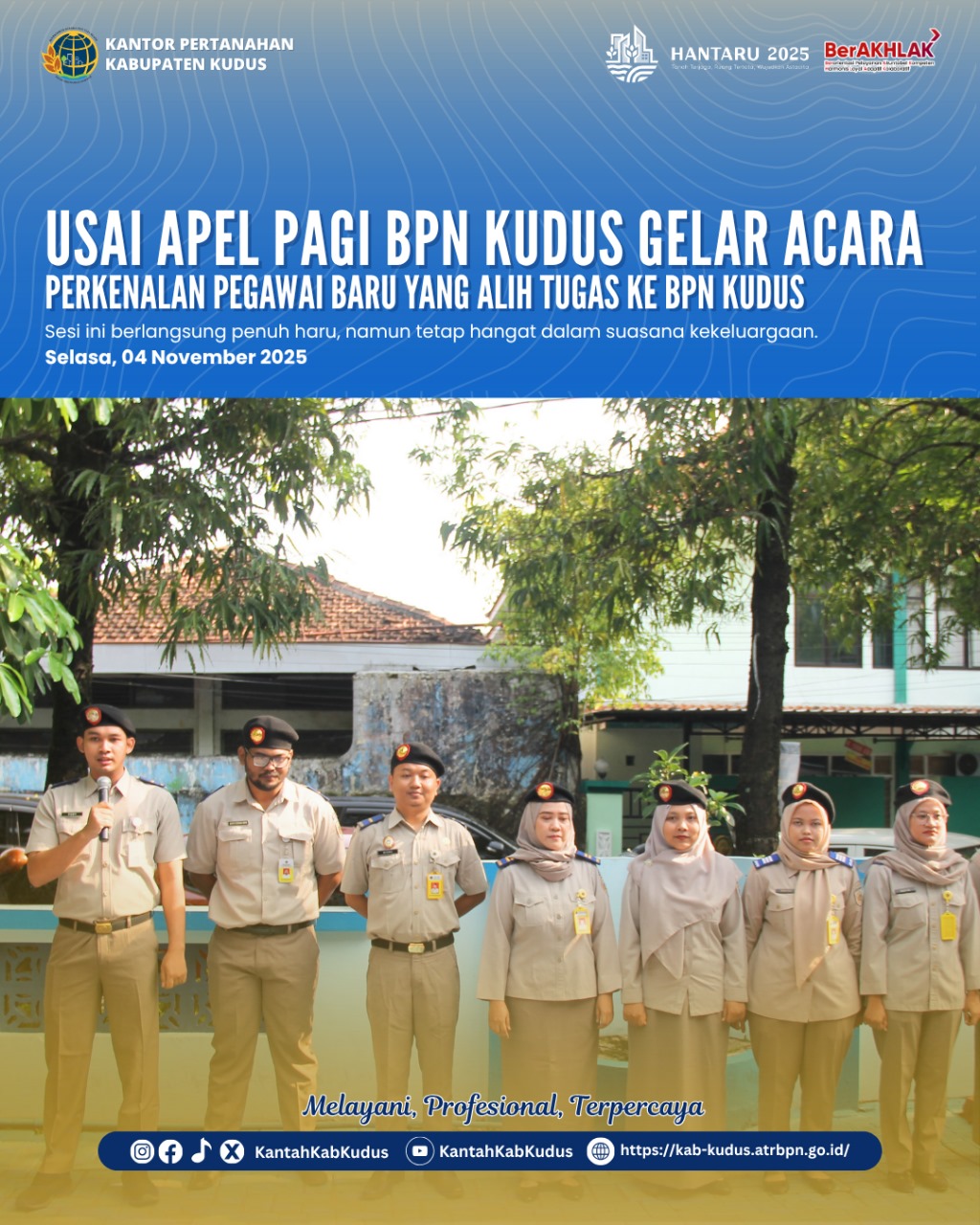 Perkenalan 11 Pegawai Baru Alih Tugas ke BPN Kudus usai Apel Pagi