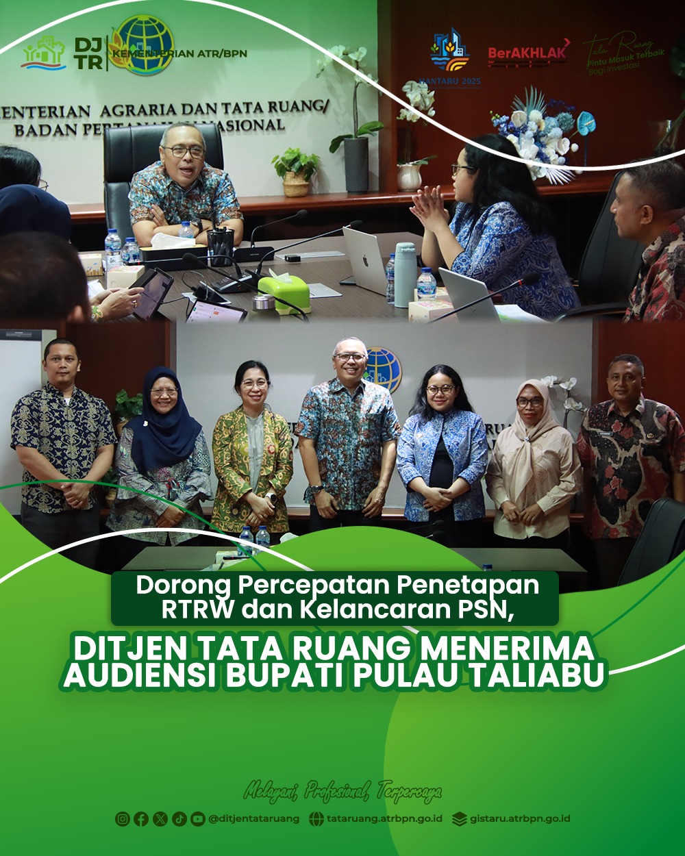 Bupati Pulau Taliabu Audiensi dengan Ditjen Tata Ruang Bahas Dukungan Tata Ruang untuk Pembangunan Daerah