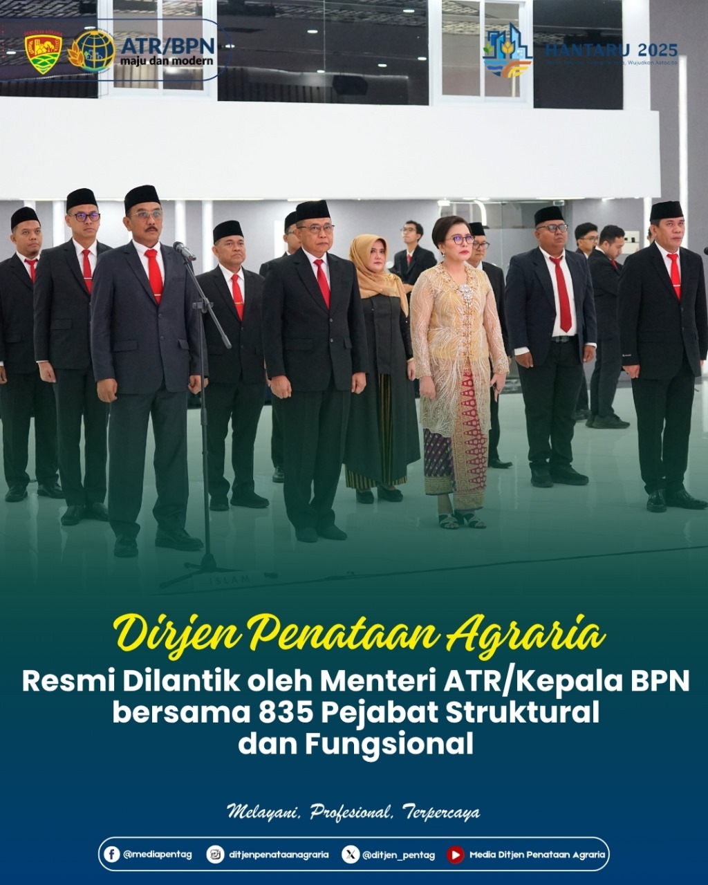 Dirjen Penataan Agraria Resmi dilantik oleh Menteri ATR/Kepala BPN Bersama 835 Pejabat Struktural dan Fungsional