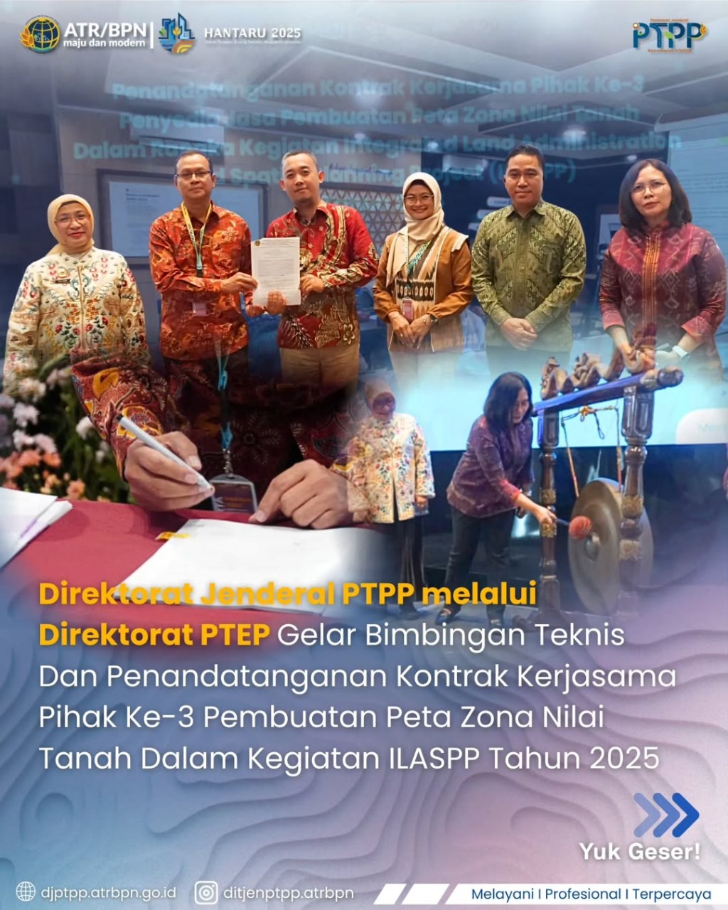 Direktorat Jenderal Pengadaan Tanah dan Pengembangan Pertanahan melalui Direktorat Penilaian Tanah dan Ekonomi Pertanahan sukses menyelenggarakan Bimbingan Teknis (Bimtek) Kegiatan Pembuatan Peta Zona Nilai Tanah (ZNT) Program Integrated Land Administration and Spatial Planning Project (ILASPP)