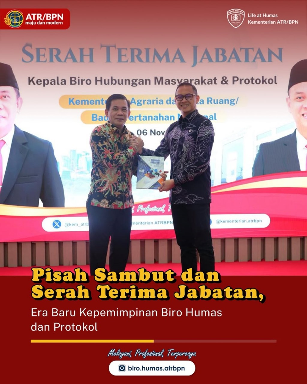 Biro Humas dan Protokol Kementerian ATR/BPN Gelar Pisah Sambut Kepala Biro: Momen Hangat Penuh Apresiasi dan Semangat Baru