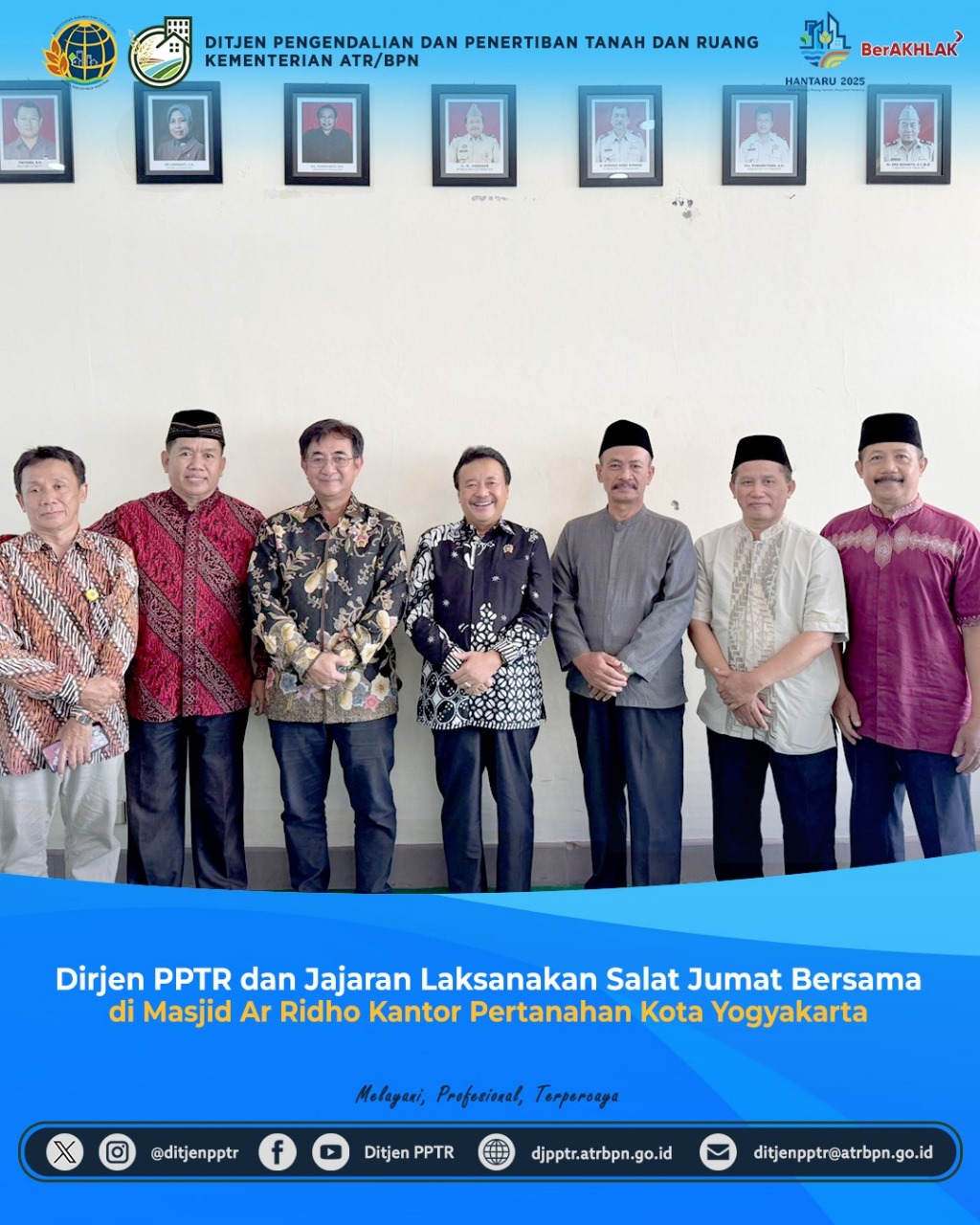 Dirjen PPTR dan Jajaran laksanakan Salat Jum’at Bersama di Masjid Ar Ridho Kantor Pertanahan Kota Yogyakarta