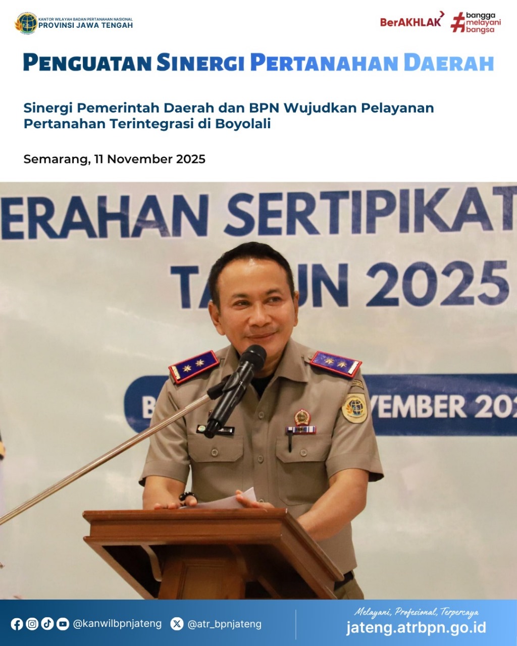 Penguatan Sinergi Pertanahan Daerah, Sinergi Pemerintah Daerah dan BPN Wujudkan Pelayanan Pertanahan Terintegrasi di Boyolali