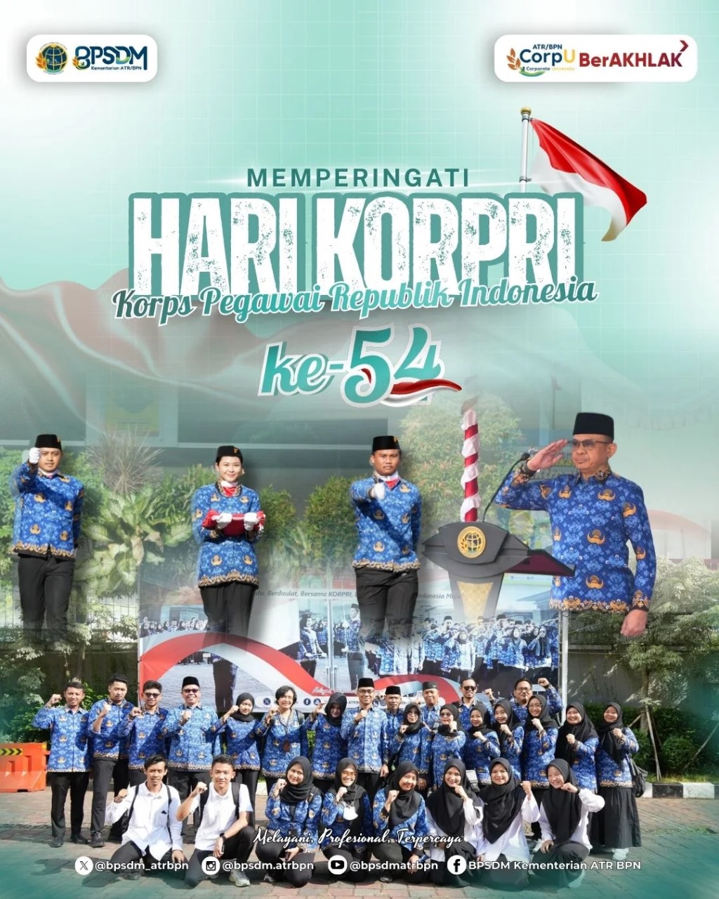 BPSDM Kementerian ATR/BPN Ikuti Upacara Peringatan HUT ke-54 Korps Pegawai Republik Indonesia