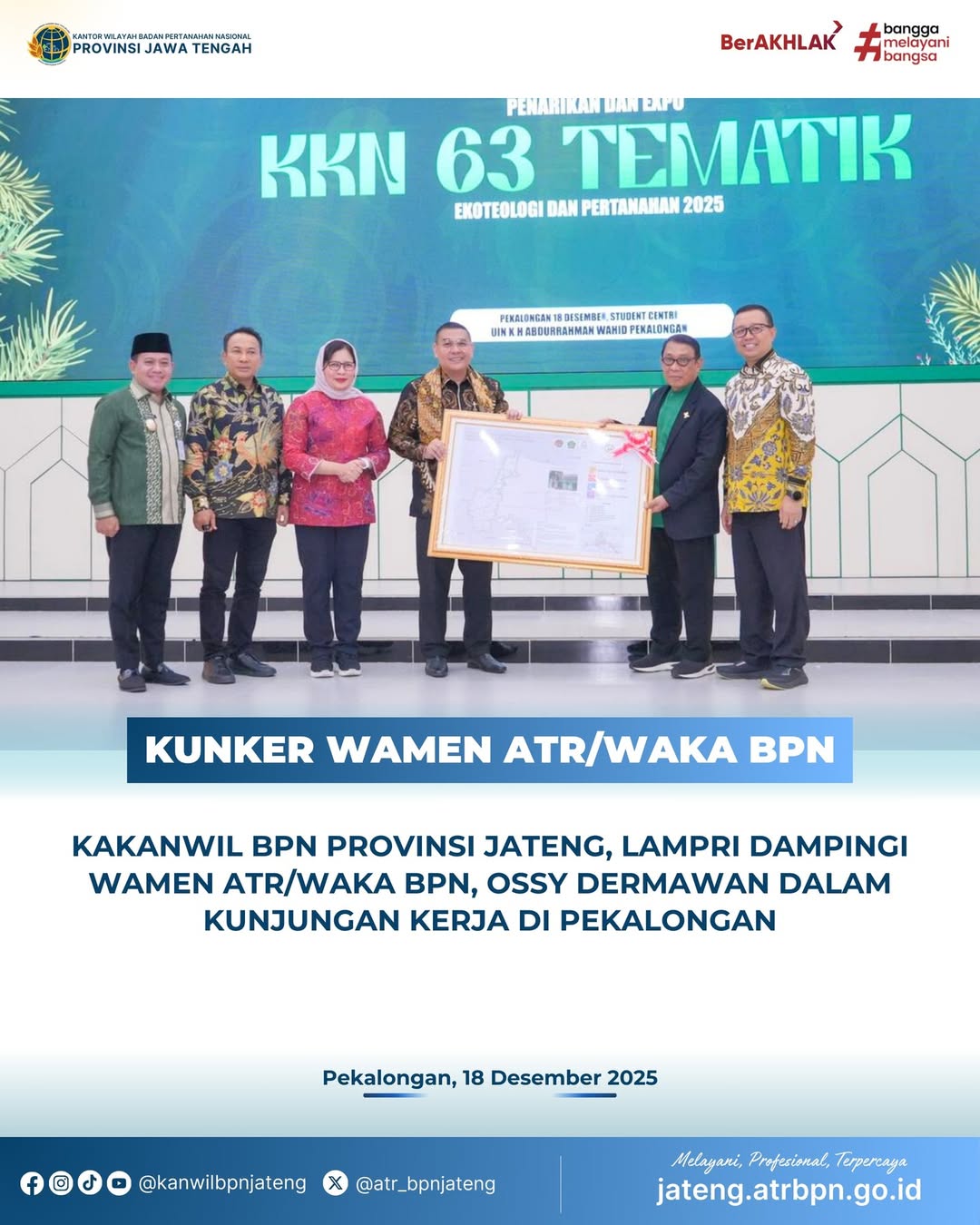 Kunker Wamen ATR/Waka BPN Kakanwil BPN Provinsi Jawa Tengah Lampri Dampingi Wamen ATR/Waka BPN, Ossy Dermawan dalam Kunjungan Kerja di Pekalongan