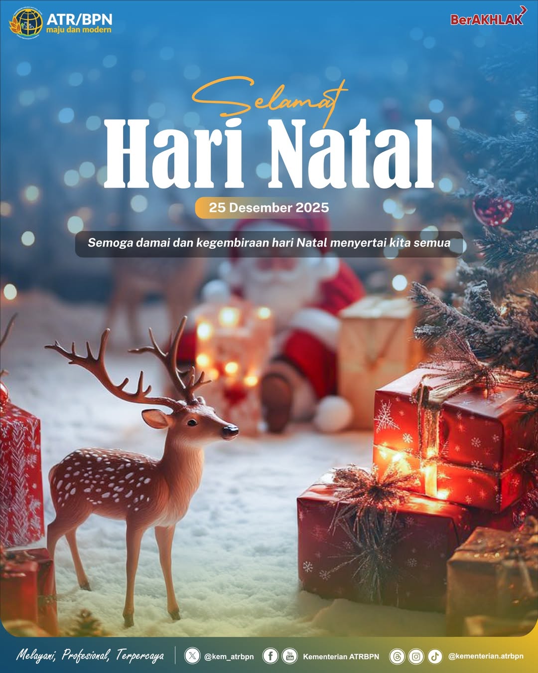 Kementerian ATR/BPN Sampaikan Ucapan Selamat Hari Raya Natal 2025