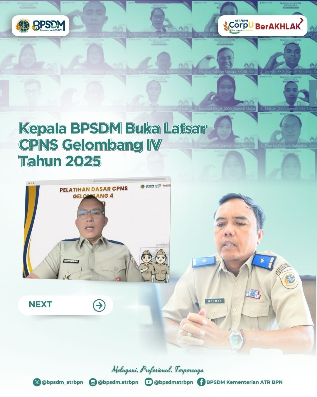 Kepala BPSDM Kementerian ATR/BPN Buka Latsar CPNS Gelombang IV Tahun 2025
