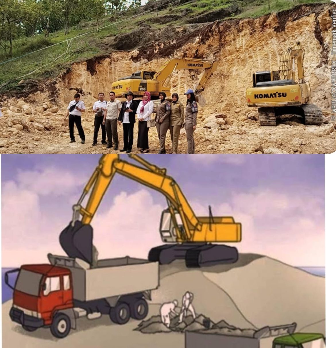 Sudah Legalkah Galian C Sumbersari Beroprasi Kembali, Yang Terpasang Pol PP Line Pemda Pati