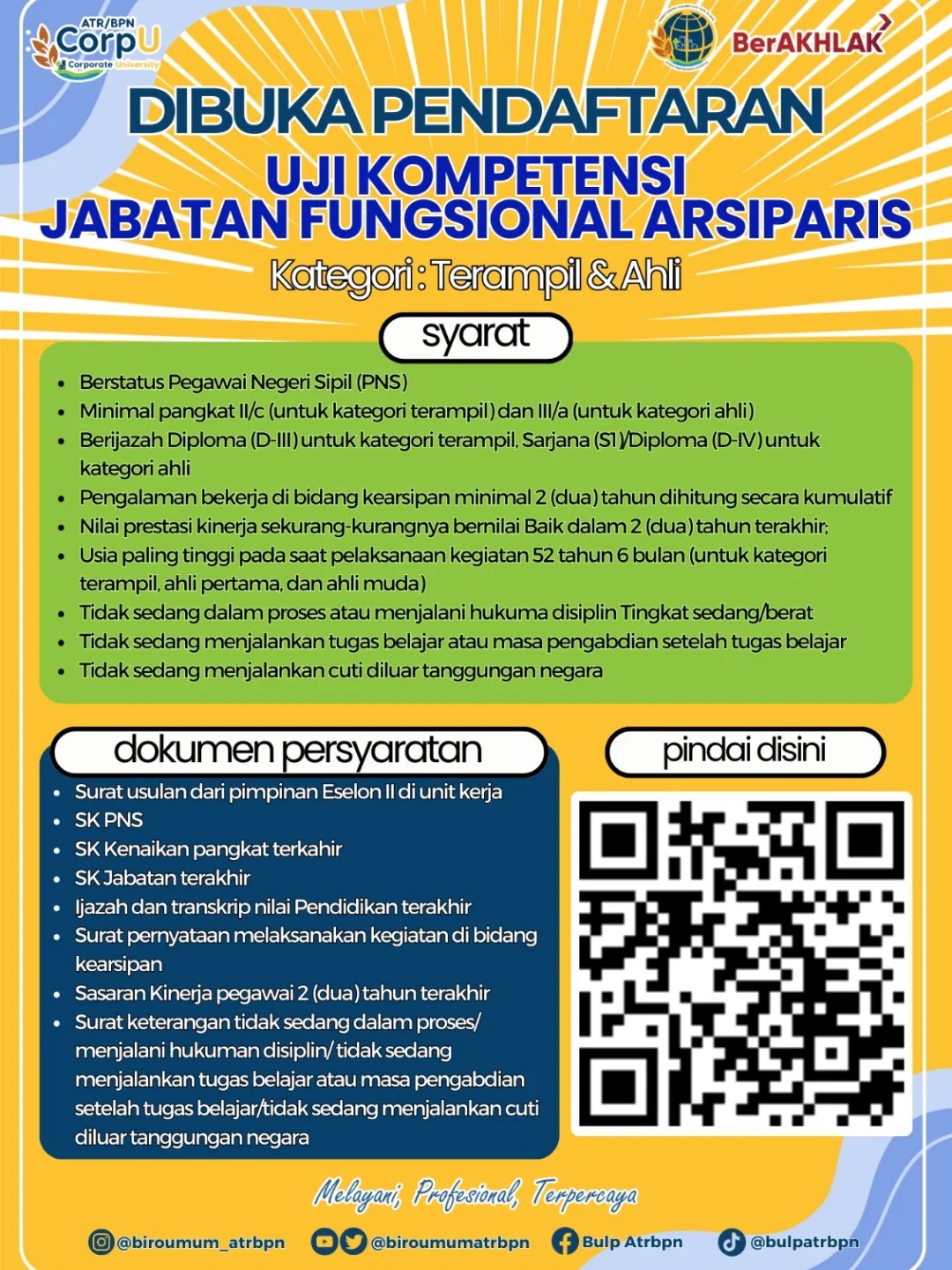 Dibuka Pendaftaran Uji Kompetensi Jabatan Fungsional Arsiparis