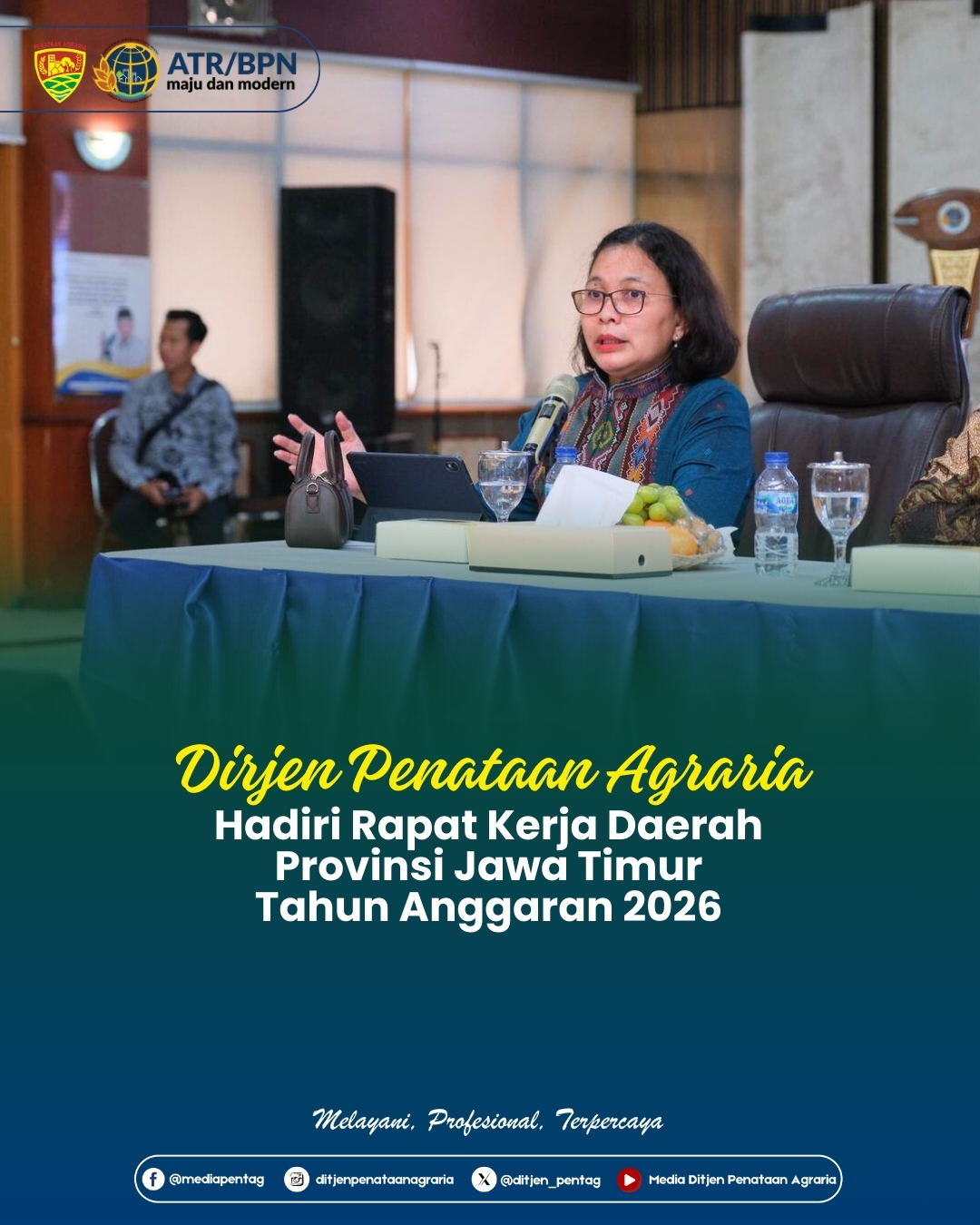 Dirjen Penataan Agraria Hadiri Rapat Kerja Daerah Provinsi Jawa Timur Tahun Anggaran 2026