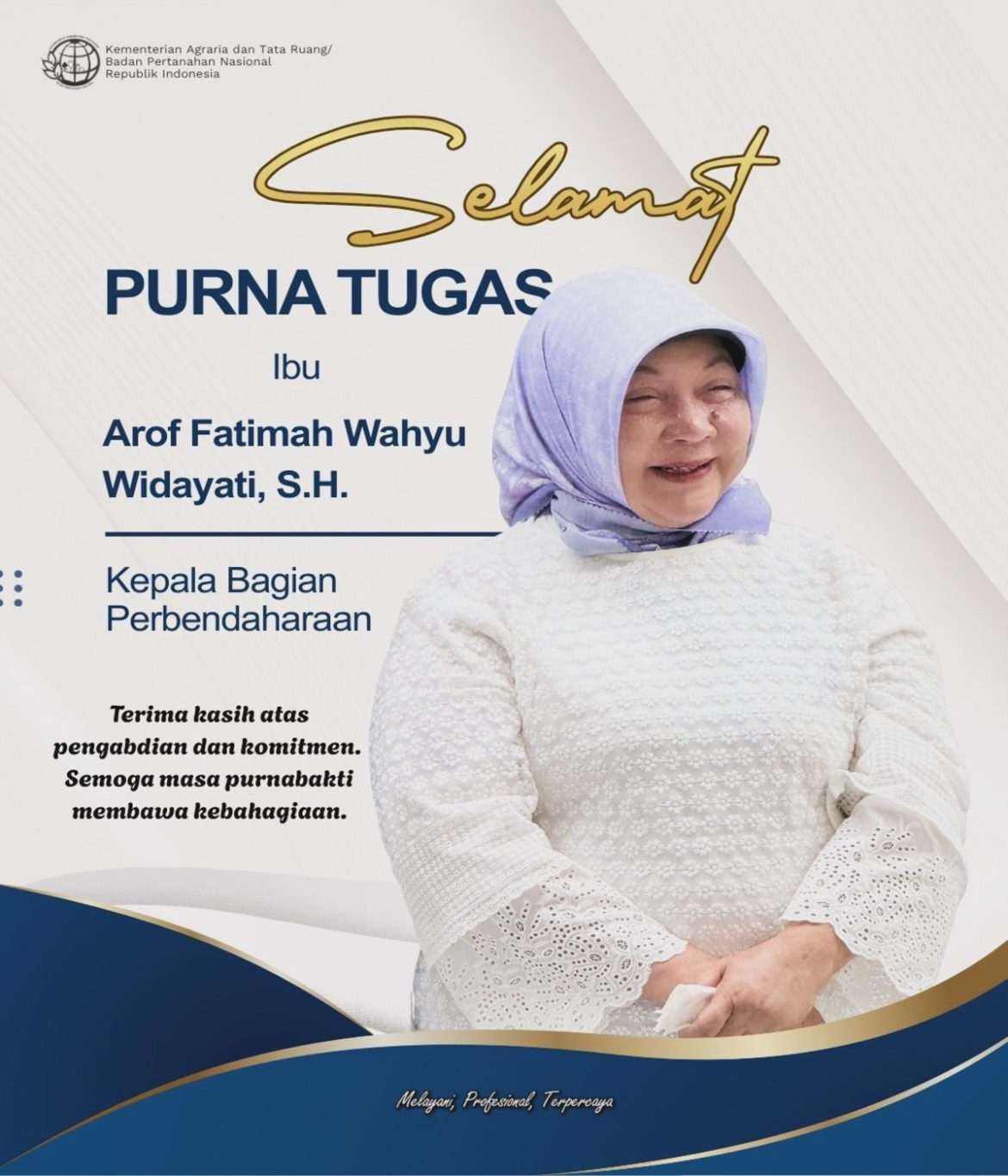 Apresiasi dan Ucapan Terima Kasih atas Pengabdian Kepala Bagian Perbendaharaan Biro Keuangan dan BMN