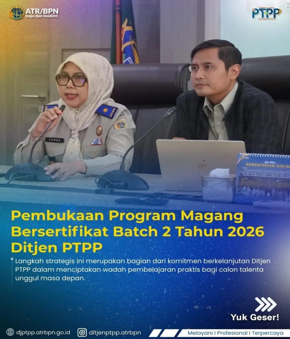 Pembukaan Program Magang Bersertifikasi Batch 2 Tahun 2026 Ditjen PTPP Kementerian ATR/BPN