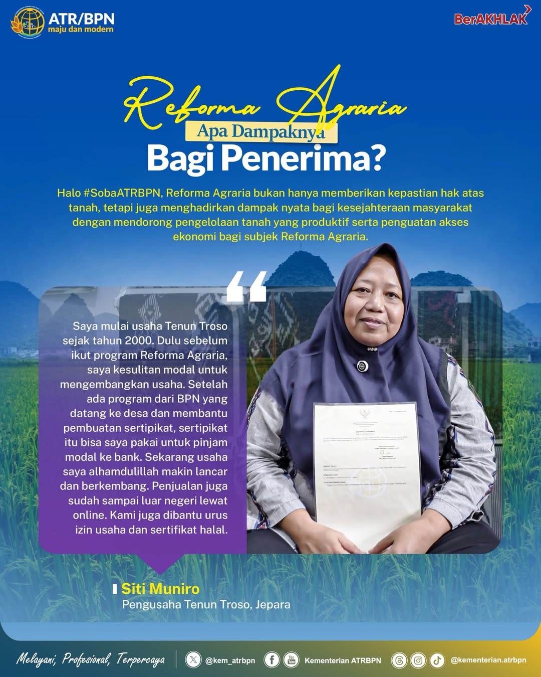 Reforma Agraria Dorong Peningkatan Kesejahteraan Pelaku Usaha Tenun di Jepara