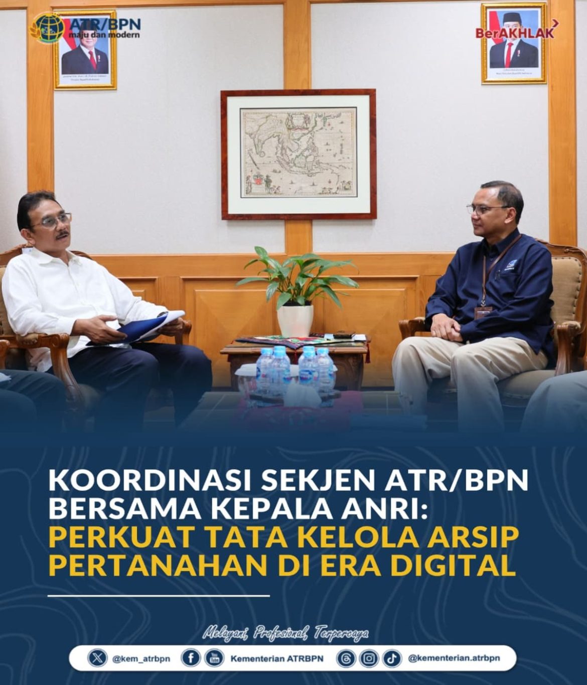Koordinasi Sekjen ATR/BPN Bersama Kepala ANRI: Perkuat Tata Kelola Arsip Pertanahan di Era Digital