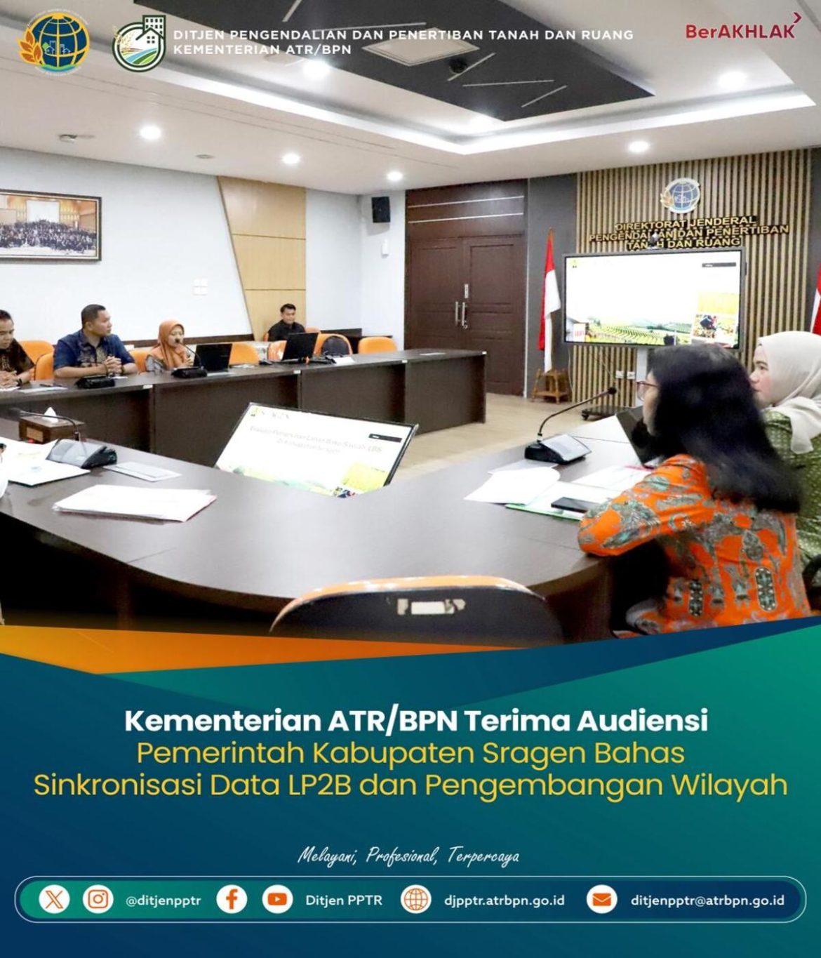 Kementerian ATR/BPN Terima Audiensi Pemerintah Kabupaten Sragen Bahas Sinkronisasi Data LP2B dan Pengembangan Wilayah