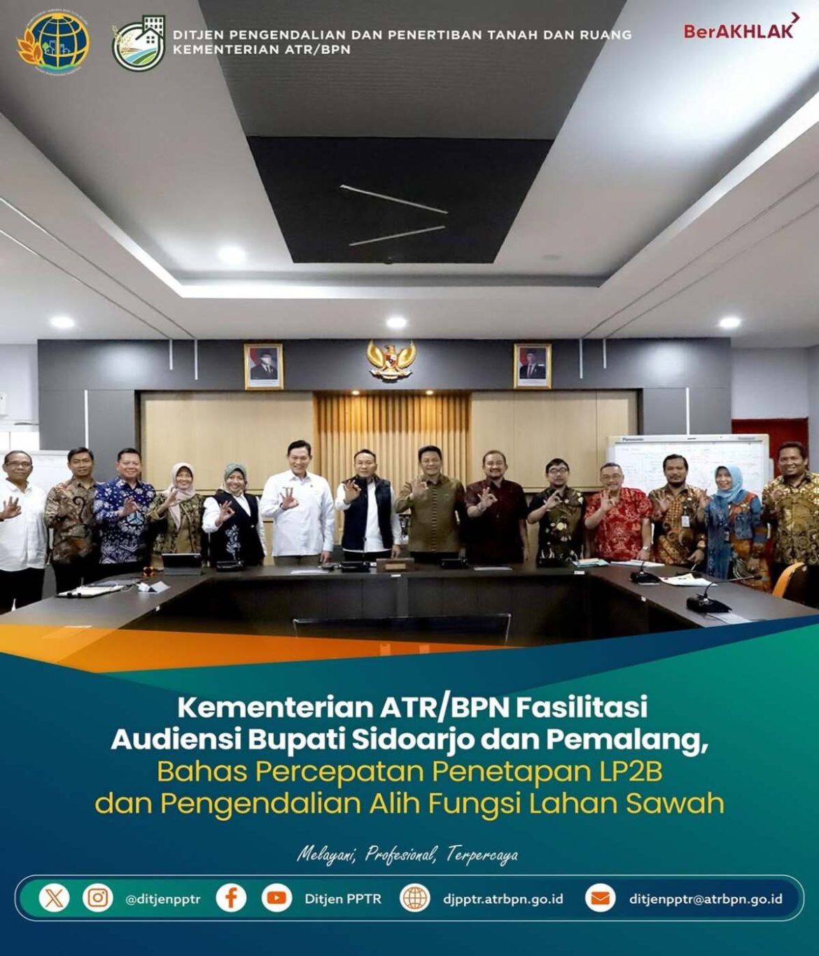 ATR/BPN Percepat Penetapan LP2B, Terima Audiensi Pemkab Sidoarjo dan Pemalang