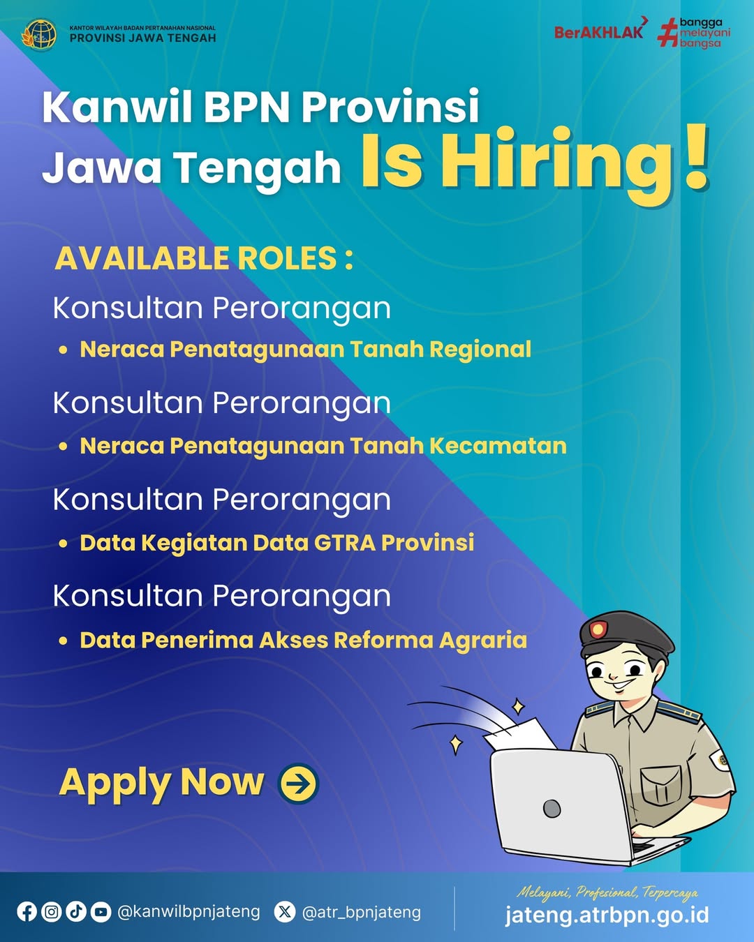 Kanwil BPN Provinsi Jawa Tengah Buka Penerimaan Konsultan Perorangan Tahun 2026