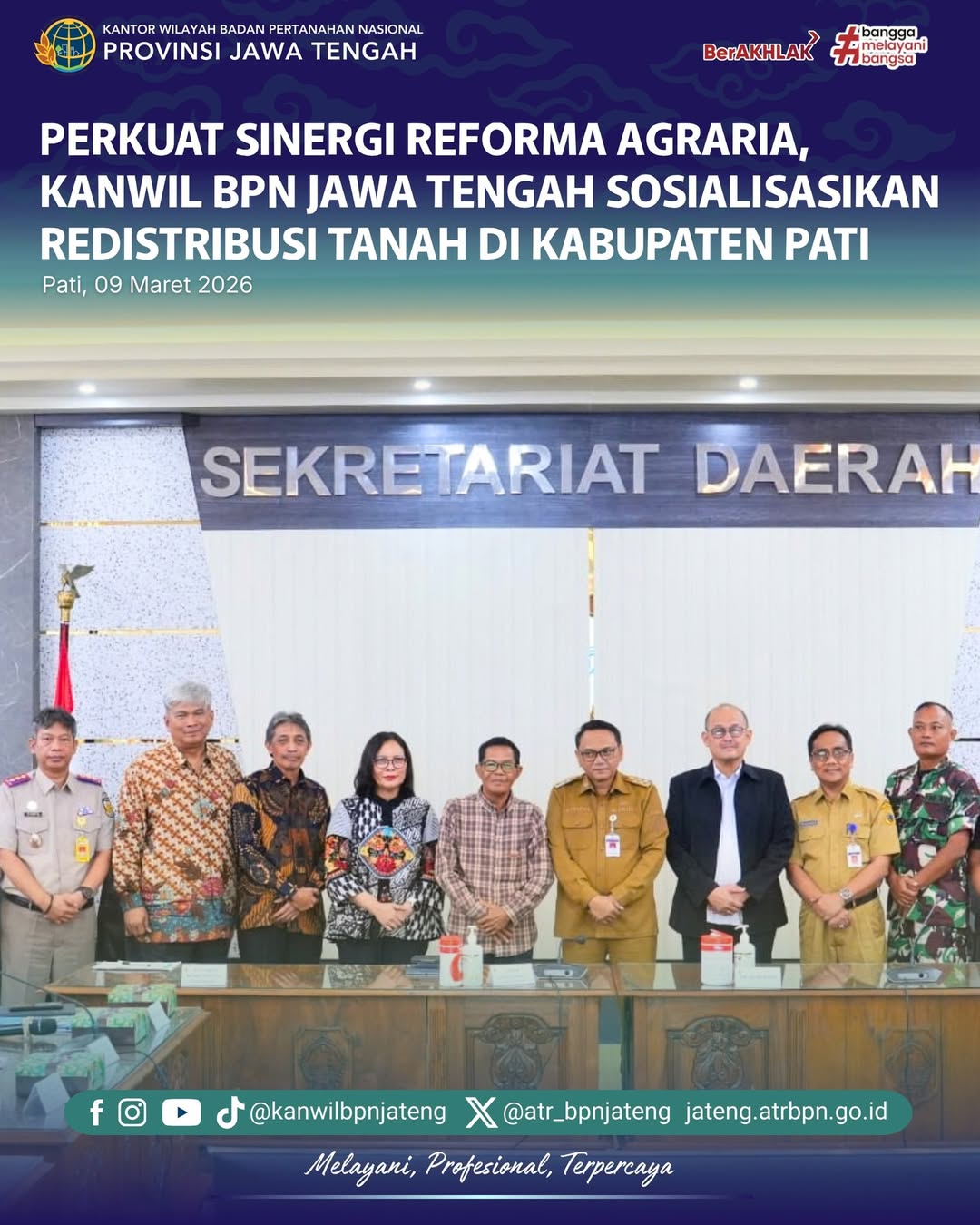 Perkuat Sinergi Reforma Agraria Kanwil BPN Jawa Tengah Sosialisasikan Redistribusi Tanah di Kabupaten Pati