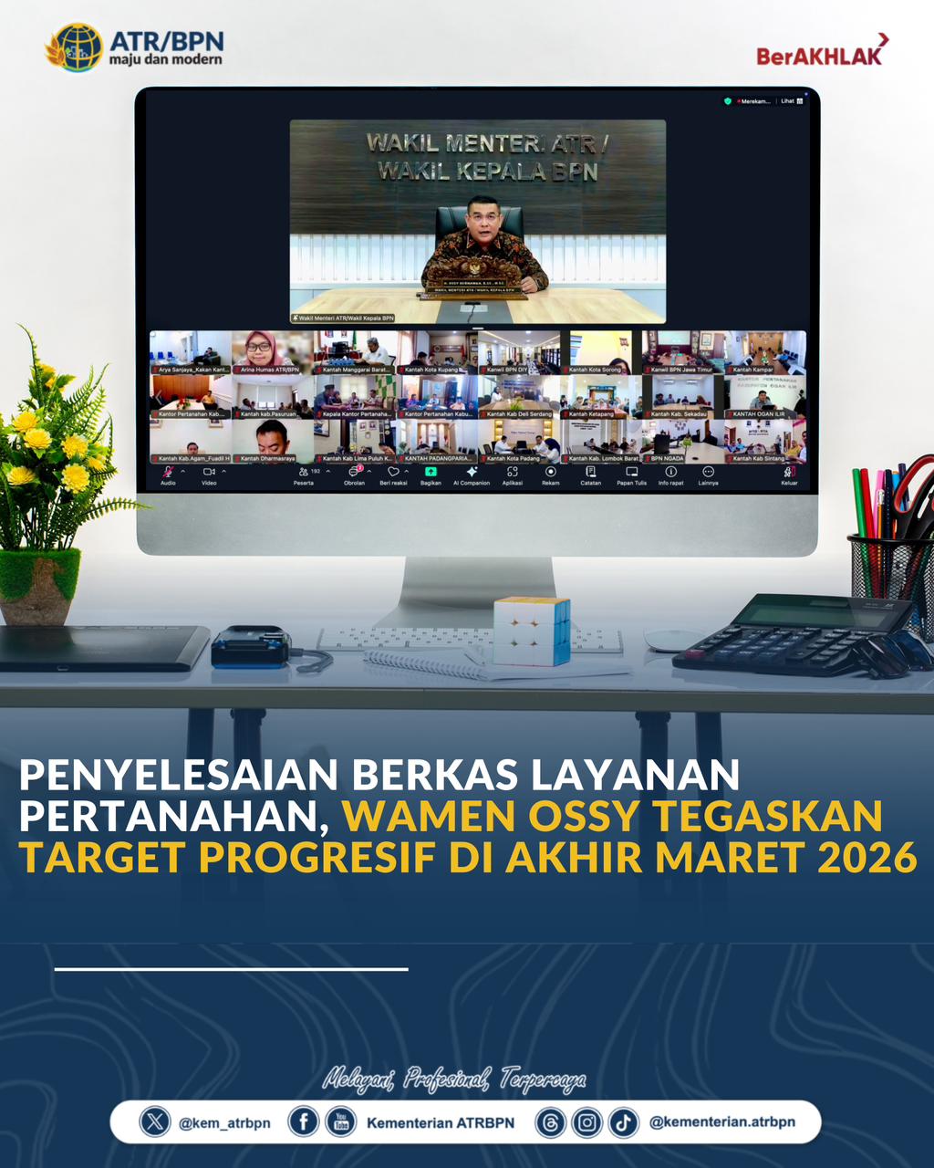 Penyelesaian Berkas Layanan Pertanahan, Wamen Ossy Tegaskan Target Progresif di Akhir Maret 2026