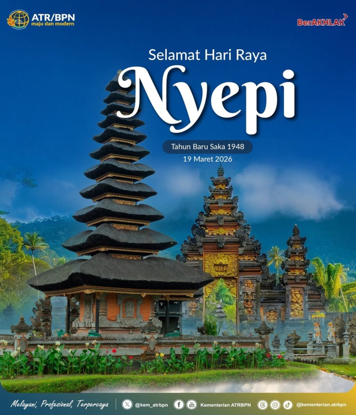 Kementerian ATR/BPN Sampaikan Ucapan Selamat Hari Raya Nyepi Tahun Baru Saka 1948