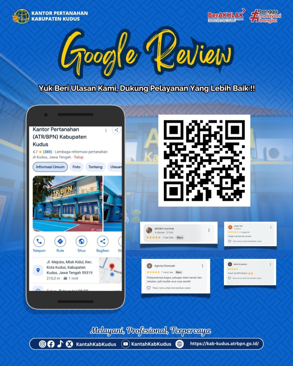 Google Review Pelayanan Publik Kantor Pertanahan Kab. Kudus
