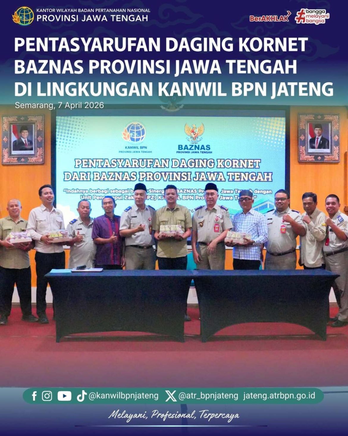 Pentasyarufan Daging Kornet Baznas Provinsi Jawa Tengah di Lingkungan Kanwil BPN Jateng