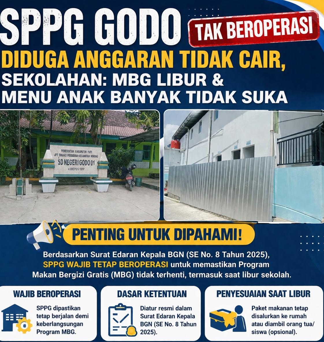 SPPG Godo Tidak Operasional”, Kepala Yayasan telat Mentransfer Anggaran