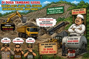 Dugaan Tambang Sirdam dan Sirtu di Gunung Kemuning Jadi Sorotan, Warga Minta APH Lakukan Penyelidikan Bogor –2-8-2026- Aktivitas pengolahan material sirdam (pasir dan batu) serta sirtu (pasir batu) yang diduga berlangsung di kawasan Gunung Kemuning, Desa Batujajar, Kecamatan Cigudeg, Kabupaten Bogor, Jawa Barat, menjadi sorotan masyarakat. Sejumlah warga menduga aktivitas tambang tersebut belum memenuhi ketentuan perizinan yang berlaku. Selain itu, muncul dugaan penggunaan bahan bakar minyak (BBM) bersubsidi jenis solar untuk mengoperasikan alat berat di lokasi kegiatan. Apabila terbukti, penggunaan solar bersubsidi untuk kegiatan usaha pertambangan dapat bertentangan dengan ketentuan peraturan perundang-undangan. Dalam informasi yang diterima, tambang tersebut dikaitkan dengan seseorang yang dikenal dengan nama Haji Padil. Namun demikian, hingga berita ini ditulis, dugaan tersebut belum dapat dipastikan kebenarannya dan belum ada keterangan resmi dari pihak yang bersangkutan. Masyarakat berharap Aparat Penegak Hukum (APH) bersama instansi terkait, termasuk pemerintah daerah dan dinas yang membidangi pertambangan serta energi, segera melakukan pengecekan langsung ke lokasi guna memastikan legalitas kegiatan, perizinan, maupun dugaan penggunaan BBM bersubsidi. Warga juga meminta agar proses penegakan hukum dilakukan secara profesional, objektif, dan transparan. Jika hasil penyelidikan menemukan adanya pelanggaran, masyarakat berharap tindakan dapat dilakukan sesuai ketentuan hukum yang berlaku. Sebaliknya, apabila seluruh aktivitas telah memenuhi ketentuan perizinan, hal tersebut juga diharapkan dapat disampaikan secara terbuka kepada publik untuk menghindari kesimpangsiuran informasi. Hingga berita ini diterbitkan, pihak yang disebut dalam pemberitaan maupun instansi terkait belum memberikan keterangan resmi. Redaksi membuka ruang hak jawab dan hak klarifikasi sesuai dengan ketentuan Undang-Undang Nomor 40 Tahun 1999 tentang Pers.