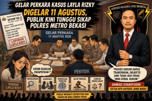 GELAR PERKARA KASUS LAYLA RIZKY DIGELAR 11 AGUSTUS, PUBLIK KINI TUNGGU SIKAP POLRES METRO BEKASI
BEKASI – Penanganan laporan dugaan tindak pidana pengrusakan dan/atau merampas kemerdekaan orang lain dan/atau memasuki pekarangan orang lain tanpa hak yang dilaporkan oleh Layla Rizky, S.Sos, memasuki tahapan penting.
Setelah melalui serangkaian proses penyelidikan dan pemeriksaan terhadap sejumlah pihak, gelar perkara terkait laporan Layla Rizky telah dilaksanakan pada 11 Agustus 2026.
Sebelumnya, penyidik Polres Metro Bekasi telah menerbitkan Surat Pemberitahuan Perkembangan Hasil Penyelidikan (SP2HP) ke-3 tertanggal 7 Agustus 2026 yang ditujukan kepada Layla Rizky selaku pelapor.
Dalam surat tersebut disebutkan bahwa perkara bermula dari Laporan Polisi Nomor LP/B/1687/VII/2026/SPKT/POLRES METRO BEKASI/POLDA METRO JAYA, tertanggal 27 Juli 2026.
Laporan tersebut berkaitan dengan dugaan tindak pidana sebagaimana dimaksud dalam Pasal 521 KUHP dan/atau Pasal 448 KUHP dan/atau Pasal 257 KUHP, yang disebut terjadi pada Sabtu, 30 Mei 2026 sekitar pukul 01.57 WIB di wilayah Kampung Pintu, Kelurahan/Desa Bantarjaya, Kecamatan Pebayuran, Kabupaten Bekasi.
Sejumlah Pihak Telah Diperiksa
Berdasarkan SP2HP ke-3, penyidik telah melakukan berbagai langkah penyelidikan, mulai dari administrasi penyelidikan, pengecekan TKP, hingga klarifikasi terhadap sejumlah pihak.
Klarifikasi dilakukan terhadap pelapor Layla Rizky, S.Sos, saksi Ahmad Syarifudin, saksi Tono, saksi Vanesa, serta terlapor Sukarya WK, S.H.
Selain itu, penyidik juga melakukan klarifikasi terhadap dua anggota Polresta Karawang berdasarkan laporan polisi sebagaimana tercantum dalam dokumen tersebut.
Penyidik juga telah melakukan pemeriksaan psikologi terhadap Layla Rizky pada 7 Agustus 2026 dan menerima hasil pemeriksaan sementara dari ahli psikologi pada tanggal yang sama.
Dalam SP2HP tersebut, penyidik mencantumkan “melakukan gelar perkara” sebagai rencana tindak lanjut.
Informasi terbaru menyebutkan bahwa gelar perkara tersebut telah dilaksanakan pada 11 Agustus 2026.
Ketua DPD Jawa Barat AKPERSI: Jangan Ada Pihak yang Kebal Hukum
Menanggapi perkembangan tersebut, Ketua DPD Jawa Barat Asosiasi Keluarga Pers Indonesia (AKPERSI), Ahmad Syarifudin, meminta agar proses hukum terhadap laporan Layla Rizky dilakukan secara profesional, objektif dan transparan.
Menurut Ahmad, dilaksanakannya gelar perkara merupakan tahapan penting karena seluruh hasil penyelidikan dapat dievaluasi untuk menentukan langkah hukum selanjutnya.
“Kami mengapresiasi proses penyelidikan yang sudah berjalan hingga dilaksanakannya gelar perkara. Namun, kami berharap hasil gelar perkara tersebut benar-benar berdasarkan fakta, keterangan para pihak dan alat bukti yang diperoleh penyidik,” ujar Ahmad.
Ia menegaskan, masyarakat membutuhkan kepastian hukum dan tidak ingin sebuah laporan masyarakat berhenti tanpa kejelasan mengenai perkembangan maupun hasil penanganannya.
“Yang kami dorong bukan soal siapa yang harus dinyatakan bersalah atau benar. Itu merupakan kewenangan aparat penegak hukum. Yang kami minta adalah prosesnya transparan, profesional dan tidak boleh ada intervensi maupun perlakuan berbeda terhadap siapa pun,” tegasnya.
Ahmad juga meminta agar apabila hasil gelar perkara menemukan adanya dugaan tindak pidana yang memenuhi unsur dan didukung alat bukti yang cukup, maka proses hukum dilanjutkan sesuai ketentuan peraturan perundang-undangan.
Sebaliknya, apabila penyidik masih menemukan kekurangan dalam proses penyelidikan, pihaknya meminta agar dilakukan pendalaman secara objektif sehingga keputusan yang diambil benar-benar memiliki dasar hukum yang kuat.
“Kepastian hukum itu penting. Pelapor berhak mengetahui perkembangan laporan yang dibuatnya, sementara pihak yang dilaporkan juga memiliki hak untuk mendapatkan proses hukum yang adil. Karena itu, kami berharap Polres Metro Bekasi dapat memberikan penjelasan resmi mengenai hasil gelar perkara dan langkah selanjutnya,” katanya.
AKPERSI Soroti Pentingnya Transparansi
Lebih lanjut, Ahmad menyampaikan bahwa AKPERSI akan terus mengawal perkembangan kasus tersebut dalam kapasitasnya sebagai organisasi yang bergerak di bidang pers dan komunikasi publik.
Menurutnya, fungsi kontrol sosial pers bukan untuk menghakimi pihak tertentu, melainkan memastikan persoalan yang menjadi perhatian masyarakat mendapatkan informasi yang berimbang dan berdasarkan fakta.
“Kami akan tetap menghormati kewenangan penyidik. Tetapi ketika sebuah perkara sudah menjadi perhatian publik, transparansi perkembangan penanganannya juga menjadi penting. Jangan sampai masyarakat justru mendapatkan informasi yang simpang siur karena tidak adanya penjelasan resmi,” ungkapnya.
Ia juga mengingatkan seluruh pihak agar tidak membuat kesimpulan sendiri sebelum adanya keputusan resmi dari aparat penegak hukum.
“Jangan sampai pemberitaan mendahului proses hukum. Kita harus tetap berpegang pada asas praduga tak bersalah. Tetapi pada saat yang sama, proses penegakan hukum juga harus memberikan kepastian kepada pelapor,” tambah Ahmad.
Menunggu Hasil Resmi Pasca Gelar Perkara
Kini perhatian tertuju pada langkah Polres Metro Bekasi setelah gelar perkara dilaksanakan pada 11 Agustus 2026.
Apakah perkara akan ditingkatkan ke tahap penyidikan, masih memerlukan pendalaman, atau terdapat keputusan lain, sepenuhnya menjadi kewenangan penyidik berdasarkan hasil pemeriksaan dan alat bukti yang tersedia.
Yang jelas, pelaksanaan gelar perkara belum dapat secara otomatis dimaknai sebagai penetapan tersangka ataupun kesimpulan bahwa seseorang telah terbukti melakukan tindak pidana.
Karena itu, semua pihak tetap harus menghormati proses hukum dan mengedepankan asas praduga tak bersalah.
Di sisi lain, pelapor tentu berharap tahapan gelar perkara tersebut dapat memberikan arah yang jelas terhadap laporan yang telah dibuat.
AKPERSI Jawa Barat juga berharap Polres Metro Bekasi dapat menyampaikan perkembangan selanjutnya secara terbuka kepada pelapor sesuai mekanisme dan ketentuan hukum yang berlaku.
“Kami menunggu hasil resminya. Prinsip kami sederhana: hukum harus berjalan, fakta harus dibuka berdasarkan alat bukti, dan semua pihak harus diperlakukan secara adil,” pungkas Ahmad Syarifudin.
Dengan telah dilaksanakannya gelar perkara pada 11 Agustus 2026, kasus Layla Rizky kini memasuki fase yang dinilai penting. Publik pun menunggu bagaimana keputusan dan langkah resmi penyidik setelah seluruh hasil penyelidikan dievaluasi.
Catatan redaksi: Pemberitaan ini mengacu pada dokumen SP2HP ke-3 tertanggal 7 Agustus 2026 serta informasi bahwa gelar perkara telah dilaksanakan pada 11 Agustus 2026. Pernyataan mengenai kesalahan atau pertanggungjawaban pidana seseorang tetap menunggu hasil dan keputusan resmi aparat penegak hukum.