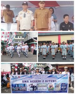 *BITUNG, 12 Agustus 2026* — Semarak kemerdekaan terasa di seluruh penjuru Kota Bitung. *SMA Negeri 2 Bitung* turut ambil bagian dalam peringatan *Hari Ulang Tahun Kemerdekaan Republik Indonesia ke-81* dengan mengikuti *Lomba Gerak Jalan Antar Sekolah* yang diselenggarakan oleh Pemerintah Kota Bitung.
Kegiatan ini diikuti dengan penuh antusias oleh seluruh peserta didik, guru, dan tenaga kependidikan SMA NEGERI 2 Bitung. Dengan barisan yang rapi, atribut merah putih, serta yel-yel penuh semangat, kontingen SMA NEGERI 2 Bitung menampilkan kekompakan, disiplin, dan sportivitas sebagai cerminan nilai-nilai kebangsaan.
*Kepala SMA NEGERI 2 Bitung, Bapak Maxy Awondatu, S.Pd., M.Pd.* menyampaikan bahwa kegiatan gerak jalan ini memiliki makna lebih dari sekadar perlombaan.
"Gerak jalan adalah momentum untuk menumbuhkan rasa cinta tanah air, disiplin, dan kebersamaan di kalangan peserta didik. Kami ingin anak-anak tidak hanya cerdas secara akademik, tetapi juga memiliki semangat nasionalisme dan jiwa gotong royong," ungkap Bapak Maxy Awondatu.
Beliau juga mengajak seluruh keluarga besar SMA NEGERI 2 Bitung untuk terus mengisi kemerdekaan dengan prestasi, karya nyata, dan kepedulian terhadap sesama.
"Dirgahayu Republik Indonesia ke-81. Mari terus melangkah bersama, bersatu untuk Indonesia yang lebih maju," tambahnya.
Melalui partisipasi ini, SMA NEGERI 2 Bitung berharap dapat memberikan teladan bagi generasi muda untuk menghargai jasa para pahlawan dan menjaga persatuan bangsa.
*Dirgahayu Republik Indonesia ke-81*
*Bersatu Berdaulat, Rakyat Sejahtera, Indonesia Maju*
*Ketua DPD AKPERSI Sulut🇨🇿